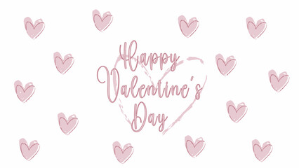 Happy Valentines Day Card with Pink Hearts Greeting
