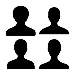Generic black silhouettes of human user profile or avatar icons on a white background