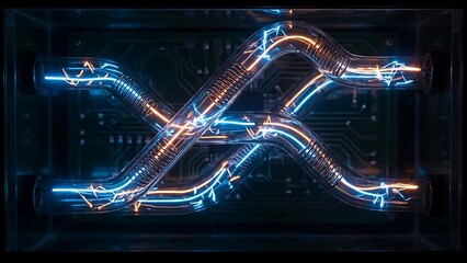 Digital Data Flow: Highlighting the intricate patterns of digital data streams, represented by glowing lines, symbolizing the essence of modern technology and data transfer.