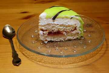 Swedish pastry called prinsesstårta or princess cake in english. With green marzipan. © Martin of Sweden