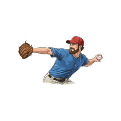 A baseball player throwing ball icon logo flat vector design