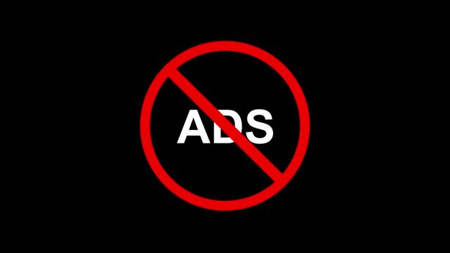 no ads allowed symbol with glowing red circle. ad free zone promotion icon. ad blocker graphic with crossed out text. ban on commercial ads and popups visualization. 