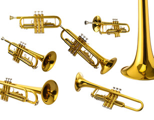 Obraz premium Golden musical instruments with valves