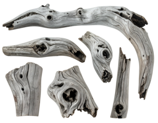 Weathered wood pieces with unique knots