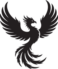 Obraz premium Majestic black phoenix bird silhouette flying illustration