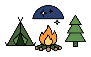 Obraz premium Camping Outdoor Nature Vector Icon Design