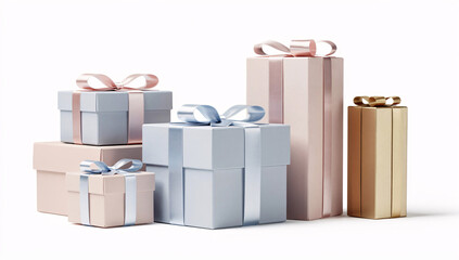 Gift boxes isolated on white. Christmas