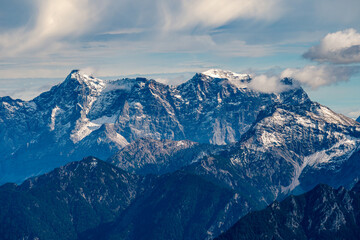 Majestic Alpine Peaks Glowing Under Autumn Skies Along Tannheimer Valleys Scenic Hiking Trail