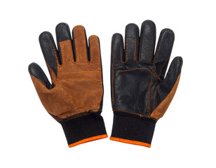 Work gloves with leather and suede construction