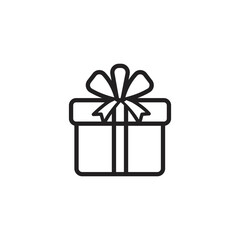 Elegant minimalist gift box outline icon perfect for celebrations birthdays holidays and special occasion design