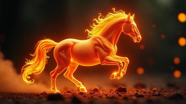 Footage A horse runs freely through a dry and dusty field, with no obstacles in its path