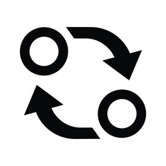 Simple black arrows forming a circular motion on white background