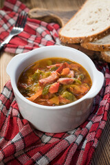 Lecho - stew with peppers, onions and sausages.