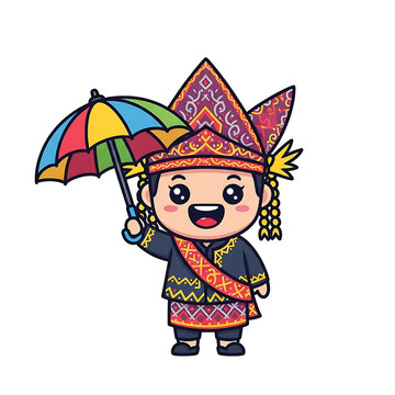 Minang Boy With Umbrella.