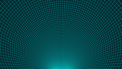 A digital funnel formed from a precise geometric grid. The lines smoothly converge toward the center, creating a sense of depth and infinite space.
