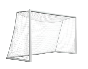 White net goal frame for sports, empty and isolated