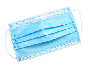 Blue three-layer disposable face mask with ear loops