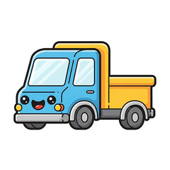 Cartoon Truck with Blue, and Yellow.