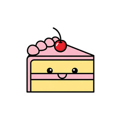 Happy Cake Slice Icon.