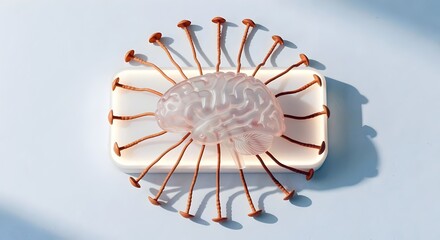 Cognitive enhancement concept with a brain model and mushroom neural network.
