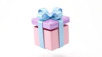 Obraz premium Colorful Gift Box with Blue Bow on Transparent Background
