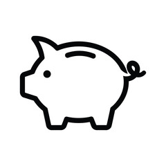 Simple black and white piggy bank icon