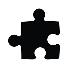 Obraz premium Black puzzle piece silhouette on white background