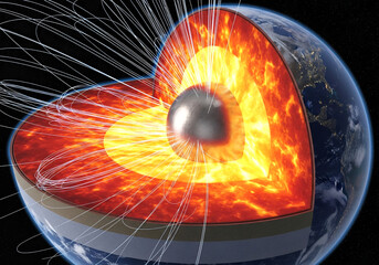 burning world core on black background