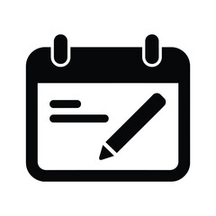 Calendar icon with pencil symbolizing scheduling and planning
