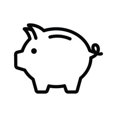 Simple black and white piggy bank illustration