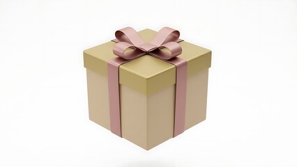 Fototapeta premium Elegant gift box with pink ribbon on a white background