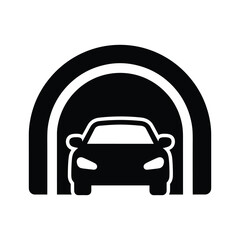 Car emerging from tunnel entrance