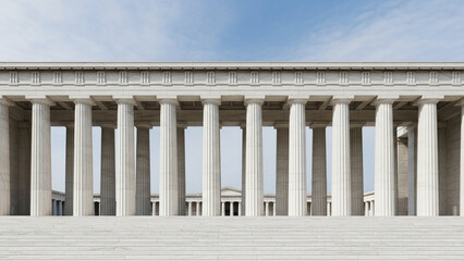 Fototapeta premium Classical columns arranged in a balanced row, symbolizing democratic institutions.