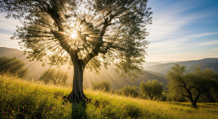 sunset in the forest