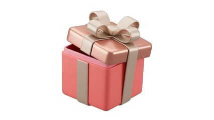 Fototapeta premium Pink Gift Box with Bow Ribbon Presentation Ready