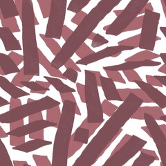 Naklejka premium Seamless abstract textured pattern. Simple background with brown, red, white texture. Digital brush strokes. Lines, dots. Design for textile fabrics, wrapping paper, background, wallpaper, cover.