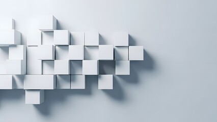 Obraz premium Geometric Cubes Composition: A minimalist and modern composition showcases a cluster of pristine, three-dimensional cubes arranged on a smooth surface, creating a visually compelling abstract design.