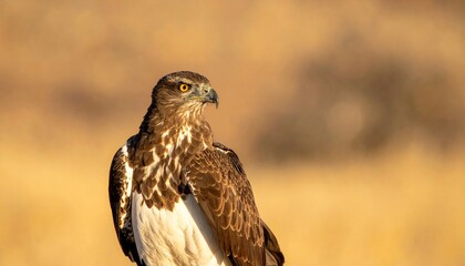 Naklejka premium Majestic Mountain Eagles - Martial Eagle Surveying Kalahari Winter Plains