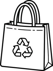 Reusable Shopping Bag with Recycling Symbol Icon