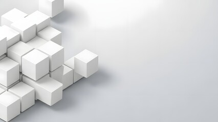 Geometric Arrangement of Cubes: An abstract composition showcases an elegant assembly of pristine cubes, forming a captivating display of form and shadow.
