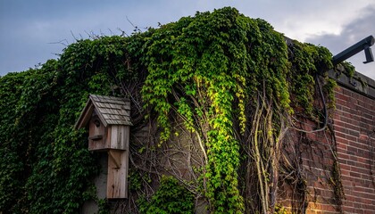 Urban Rooftop Gardens - Vertical Ivy Wall with Birdhouse on Chicago Windy City Rooftop