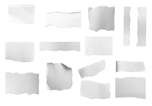 Papier gerissen set, isoliert auf wei&szlig;en Hintergrund, Freisteller, Transparent