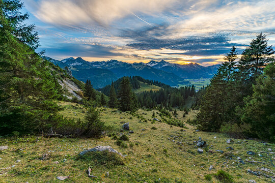 Golden Hour Hike Through Tannheimer Valleys Majestic Alpine Meadows and Snowy Peaks