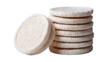 Stack of reusable cotton makeup remover pads for gentle skincare and cleansing routines with one pad leaning on the stack