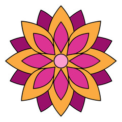 Colorful geometric flower mandala design isolated on white background isolated on transparent background silhouette