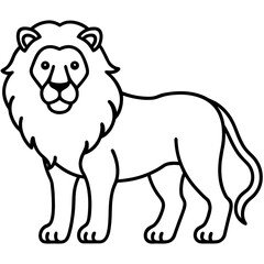 A simple line drawing of a majestic lion standing proudly isolated on white background isolated on transparent background silhouette