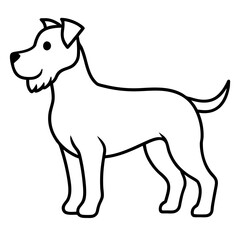 Cartoon terrier dog standing profile view isolated on white background isolated on transparent background silhouette
