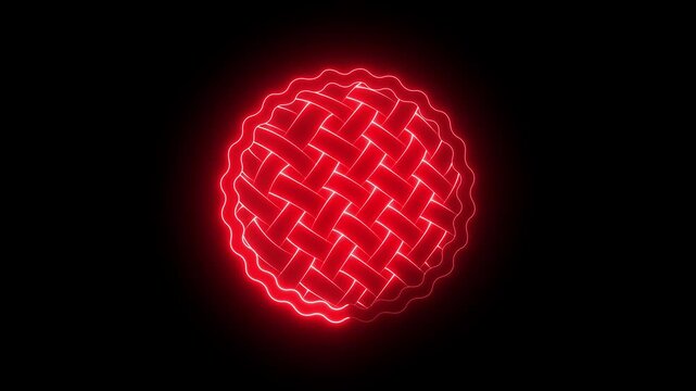 glowing neon Homemade pie icon isolated on black background. pie icon animation. cake sweet food pastry homemade fresh delicious bakery shape pie. 4k motion video.