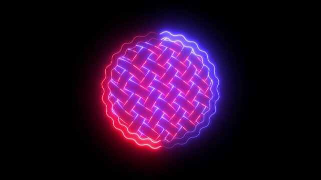 glowing neon Homemade pie icon isolated on black background. pie icon animation. cake sweet food pastry homemade fresh delicious bakery shape pie. 4k motion video.