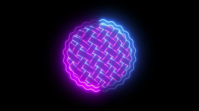 glowing neon Homemade pie icon isolated on black background. pie icon animation. cake sweet food pastry homemade fresh delicious bakery shape pie. 4k motion video.